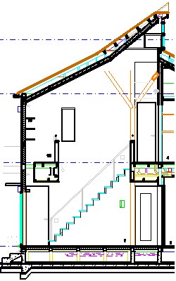 吹き抜け・オール電化床暖房・デザイン注文住宅の断面図